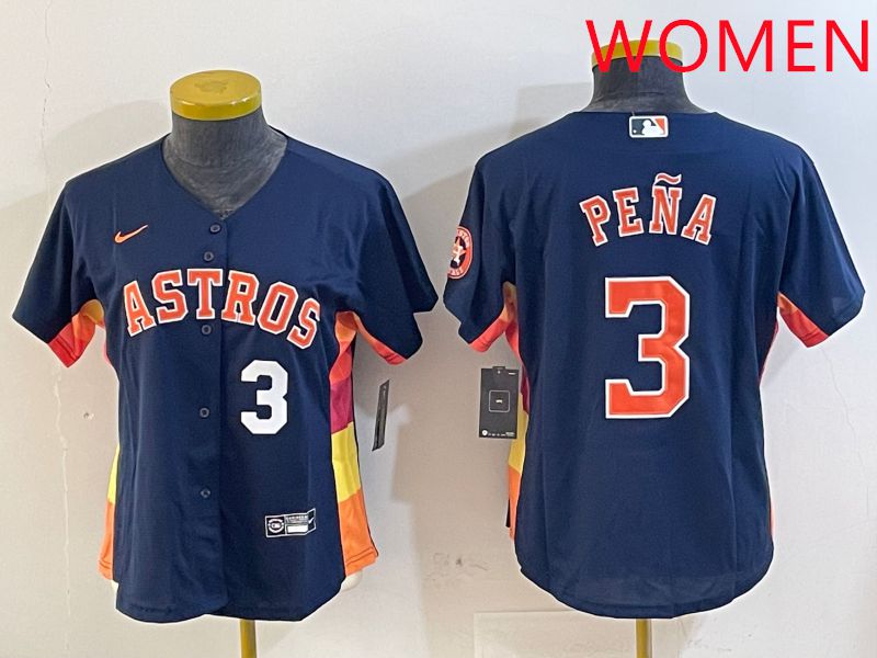 Women Houston Astros #3 Pena Blue City Edition 2025 Nike MLB Jersey style 3